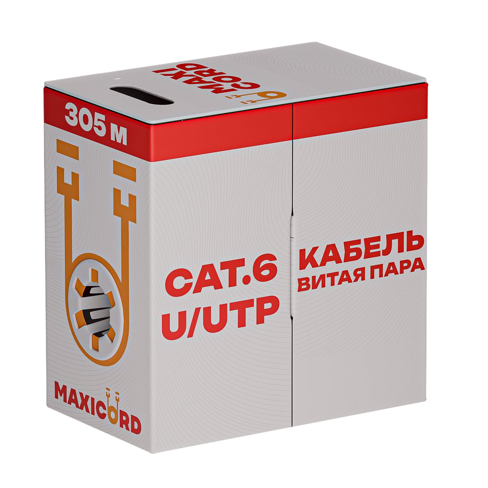 Кабель витая пара Maxicord кат.6 U/UTP4 CU 23AWG нг(А)-LSLTx, зеленый, 305 м